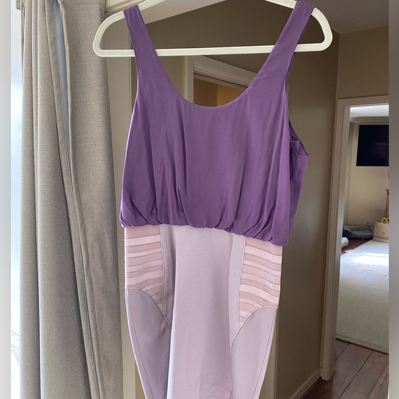 Alice + Olivia Purple Leather Panel Dress - Picture 4 of 5